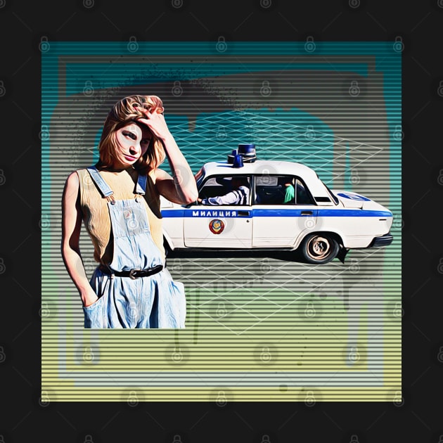 Vintage Russian Girl/Police Car ∆∆ Soviet Glitch Graffiti Design Artwork by CultOfRomance