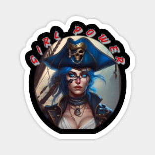 Girl power, blue eyed and blue haired pirate wench Magnet