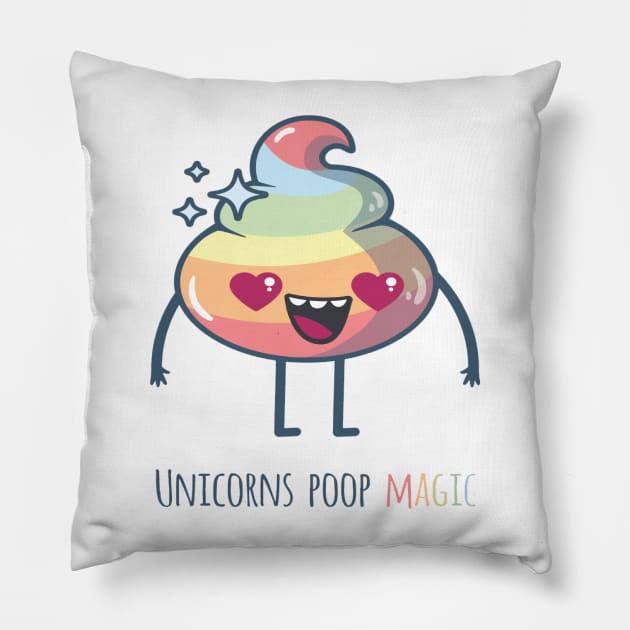 Unicorns Poop Magic (Dark) Pillow by carriedaway