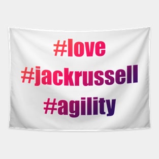 #love #jackrussell #agility in red and purple gradient Tapestry