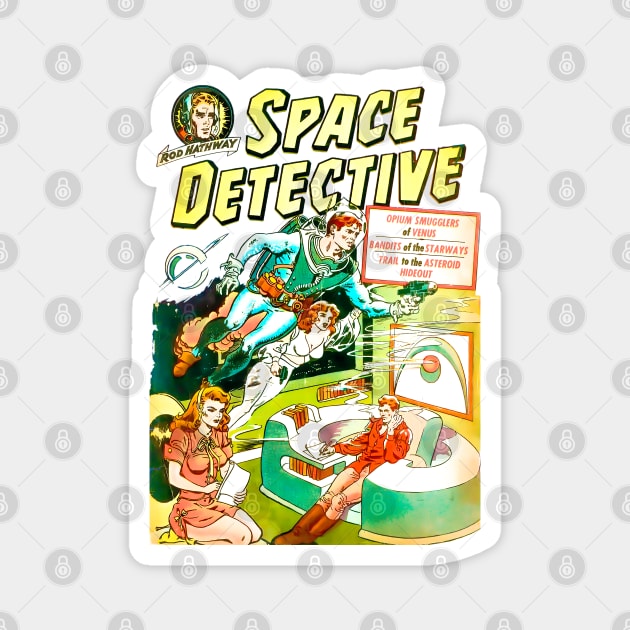 futuristic sci-fi spaceship Space Retro Detective Comic 1951 Vintage Magnet by REVISTANGO