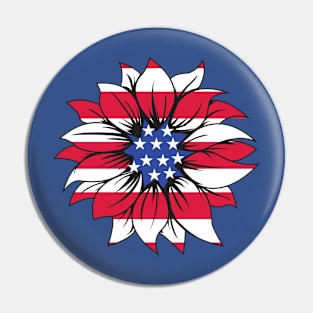 USA Flag Flower 1 Pin