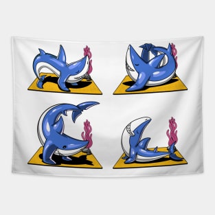 Shark Funny Yoga Poses Tapestry