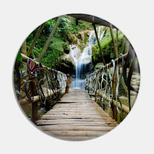 Bamboo footbridge to waterfall Pin