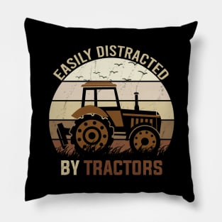 easily distracted by tractors Pillow