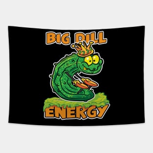 Big Dill Energy Cartoon Pickle King Tapestry