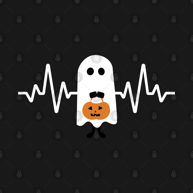 Funny Pumpkin Boo Ghost Heartbeat Halloween by starryskin