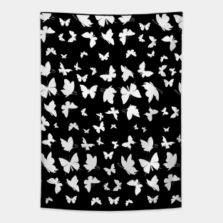 Butterfly Pattern - Black And White Outline Tapestry