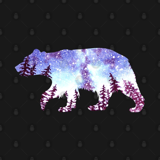 Grizzly Bear Forest Night Sky by Mila46
