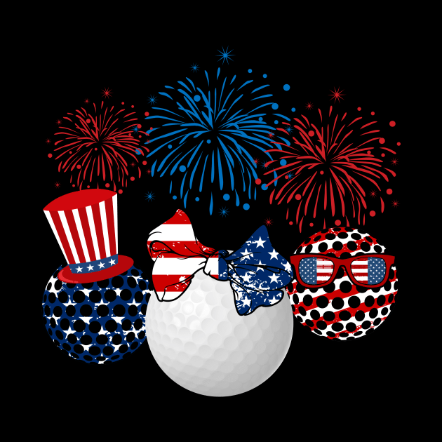 Golf American Flag Fireworks by Flavie Kertzmann