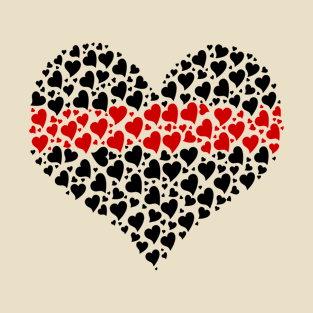 Hearts for the Thin Red Line - Black T-Shirt