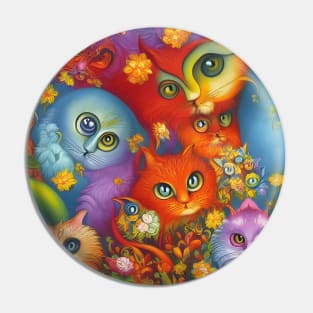 Colorful Crazy Kitty Cat Kitten Collage Pin