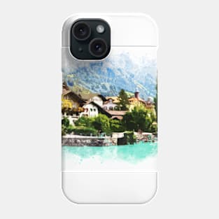 Swiss Alps Watercolor Mountains Landscape Art / Switzerland Phone Case