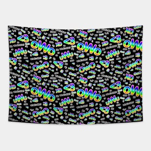 Emoji Rainbow on Black Background Pattern Tapestry