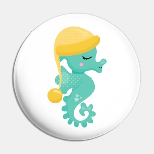 Cute Seahorse, Green Seahorse, Sleeping Seahorse Pin