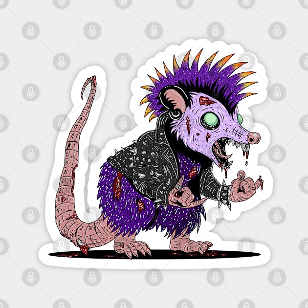 Punk Rock Possum Zombie Magnet by H. R. Sinclair