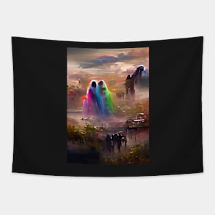 2 PSYCHEDELIC RAINBOW GHOSTS ON HALLOWEEN Tapestry