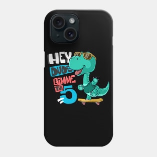 5th birthday dino skateboard dinosaur boarder Phone Case