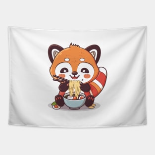 Cute Red Panda eating ramen Tapestry
