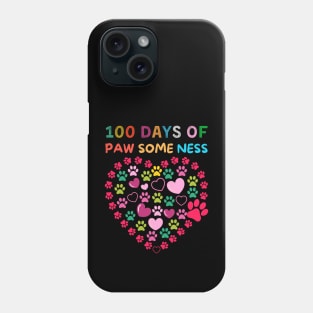 100 Days Of Pawsomeness Heart 100th Day Of School Lover Cat Phone Case