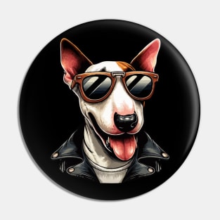 Cool Bull Terrier With Sunglasses Pin