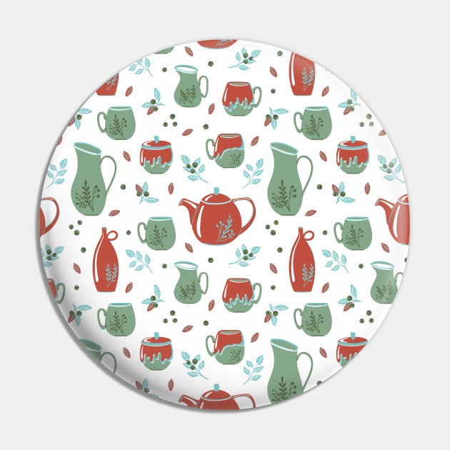 Pattern with ceramic kitchenware and plants Pin by DanielK