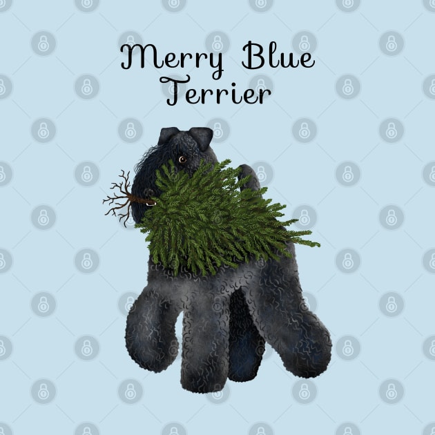 Merry Blue Terrier (Blue Background) by illucalliart