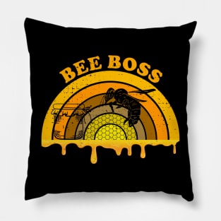 Vintage Bee Boss Honeypot Beekeeper, King of The Hive Pillow