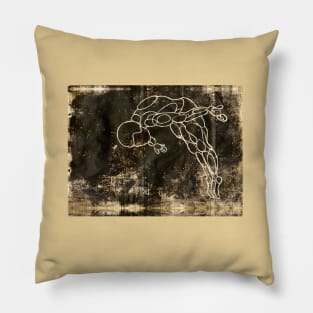 Vintage Diver Art, Lino Print of Springboard Diving Pillow