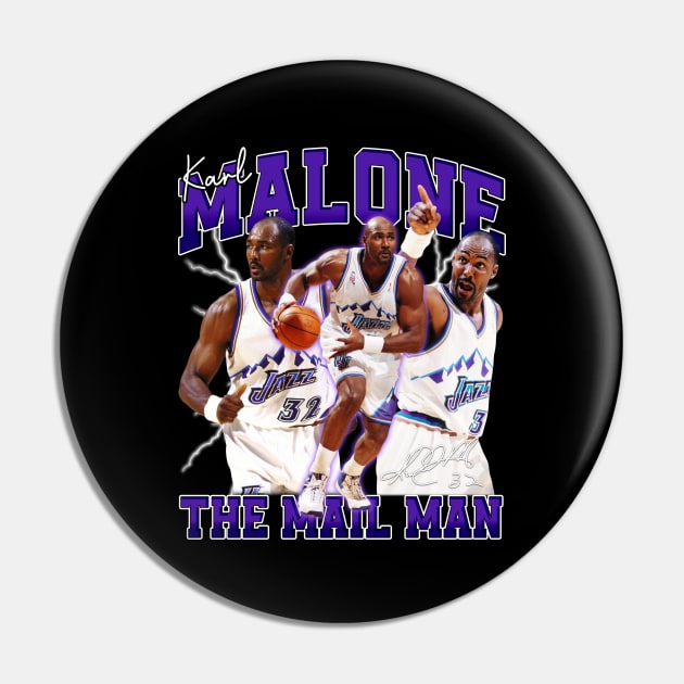 Karl Malone The Mail Man Basketball Legend Signature Vintage Retro 80s 90s Bootleg Rap Style Pin by CarDE