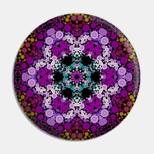 Dot Mandala Flower Blue Pink and Yellow Pin