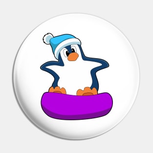 Penguin at Snowboarding with Snowboard Pin