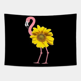 Pink Flamingo Yellow Sunflower Bird Body Tapestry