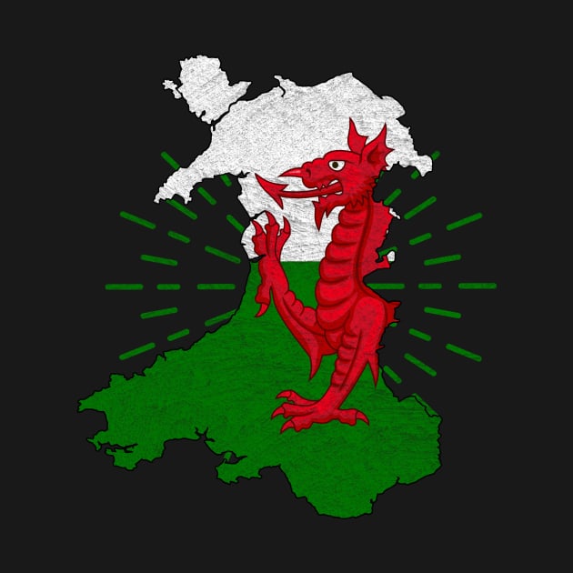 Wales Map Distressed by funkyteesfunny