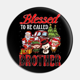 Blessed To Be Called Brother Christmas Buffalo Plaid Truck Pin