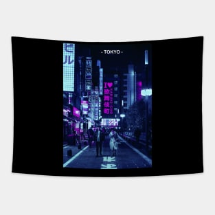 Tokyo Street Neon Synthwave Tapestry