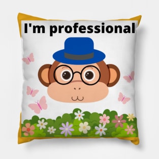 little monkey with glasses Pillow