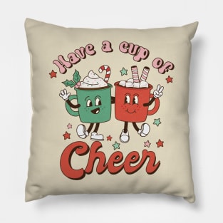 Retro Christmas Have a Cup of Cheer Hot Coco Pillow