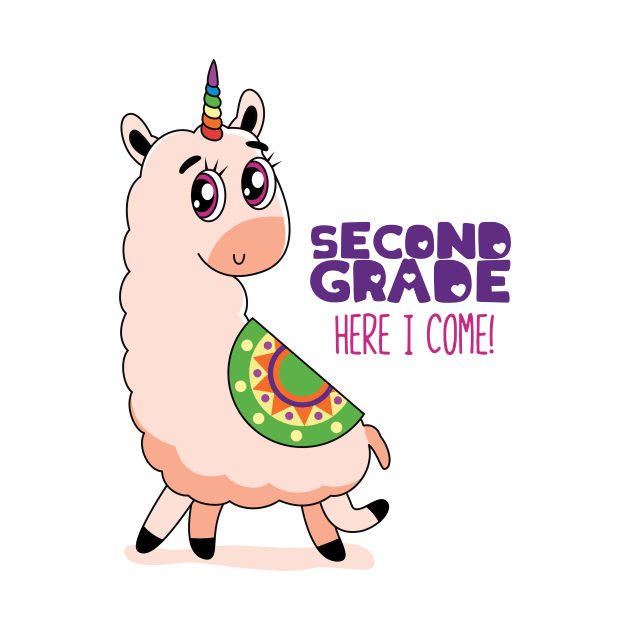 Fantasy Llama Unicorn Magic Llamacorn Second Grade Here I Come Gift by Lunomerchedes