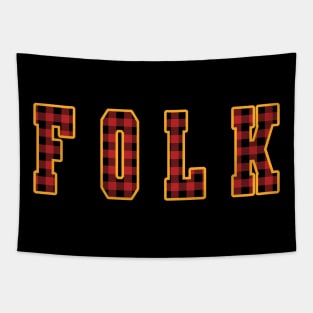 Folk Written in Plaid Varsity Letters Tapestry