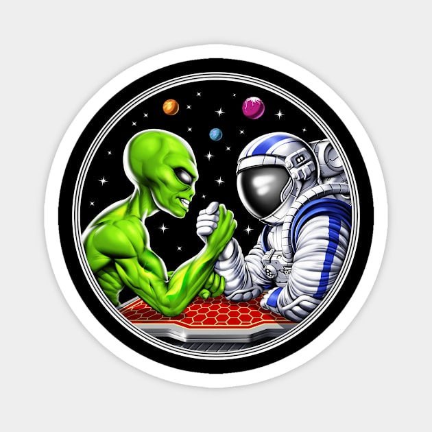 Alien Astronaut Arm Wrestling Magnet by underheaven