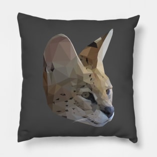 Low Poly Serval Head Pillow