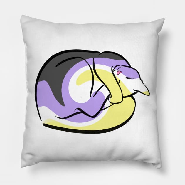 Nonbinary Pride Cozy Kitty Pillow by LivianPearl