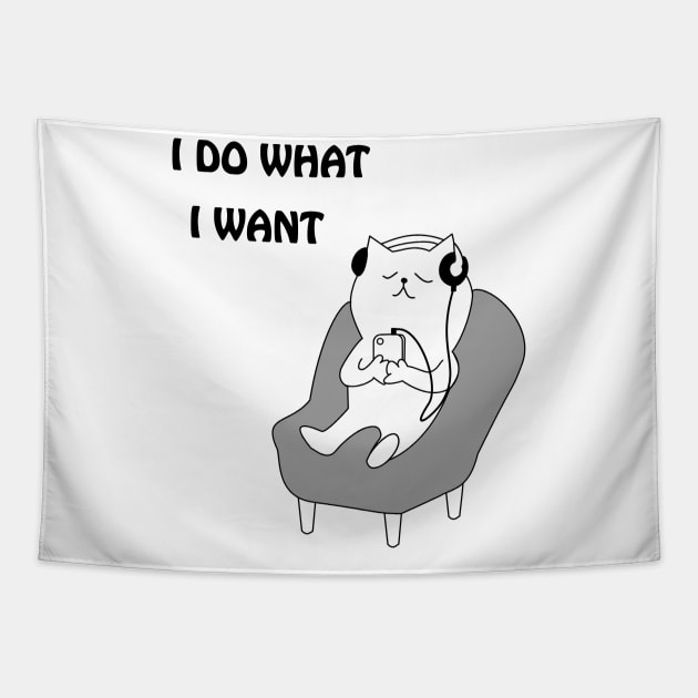 Funny cat shirt : I do what I want with my cat shirt Tapestry by Trendy_Designs