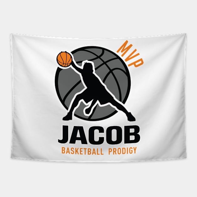 Jacob MVP Custom Player Basketball Prodigy Your Name Tapestry by Baseball Your Name