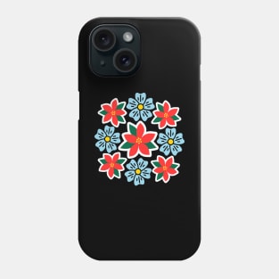 Summer red blue wildflowers pattern Phone Case