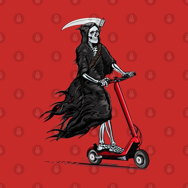 Death Rides A Lively E-Scooter by FanboyMuseum