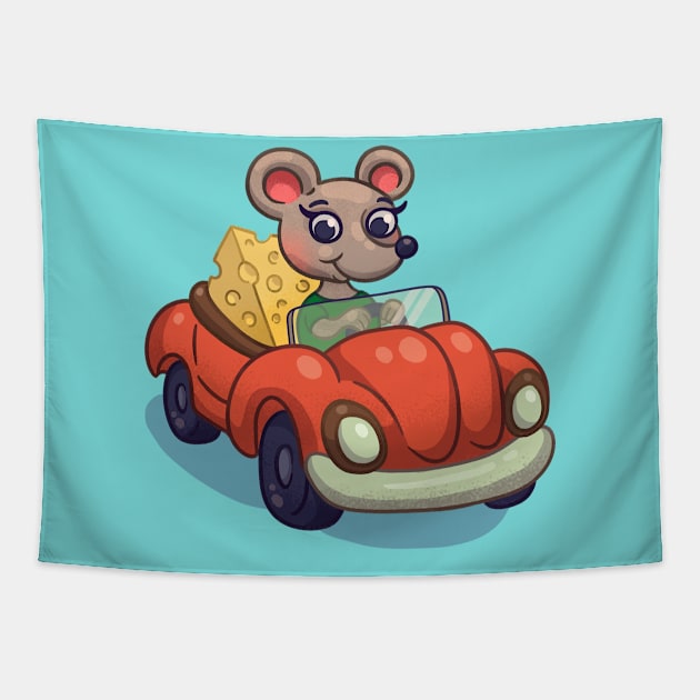 Mouse in the car Tapestry by Guyshulia