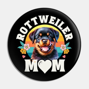 Colorful Rottweiler Mom Retro Sunset Dog Lover Mother's Day Pin