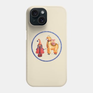 Llama with gnome bringing gifts Phone Case